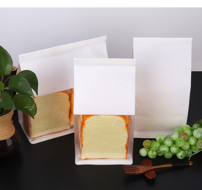 Spot octagonal cover bag, self standing, self sealing bag, baking transparent toast bag, oil proof, window opening kraft paper bag, customized