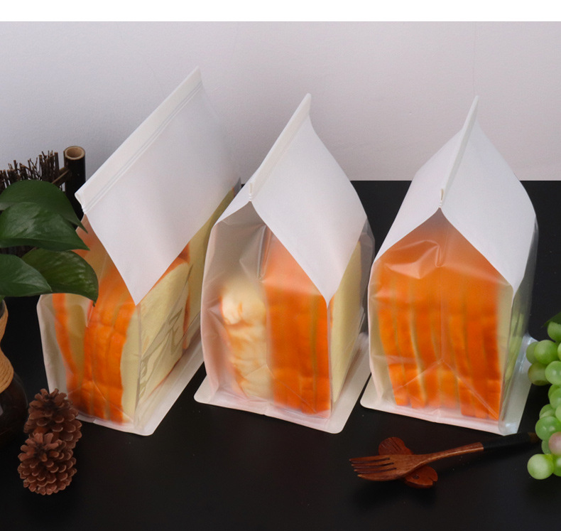 Spot octagonal cover bag, self standing, self sealing bag, baking transparent toast bag, oil proof, window opening kraft paper bag, customized