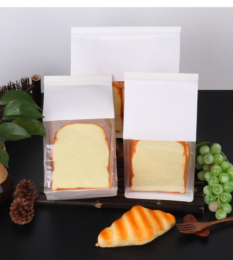 Spot octagonal cover bag, self standing, self sealing bag, baking transparent toast bag, oil proof, window opening kraft paper bag, customized