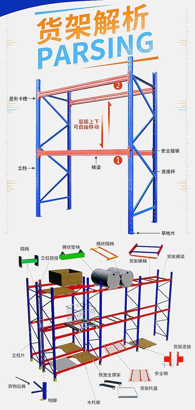 High level crossbeam type industrial shelf with a heavy weight of 1000kg, can be invoiced