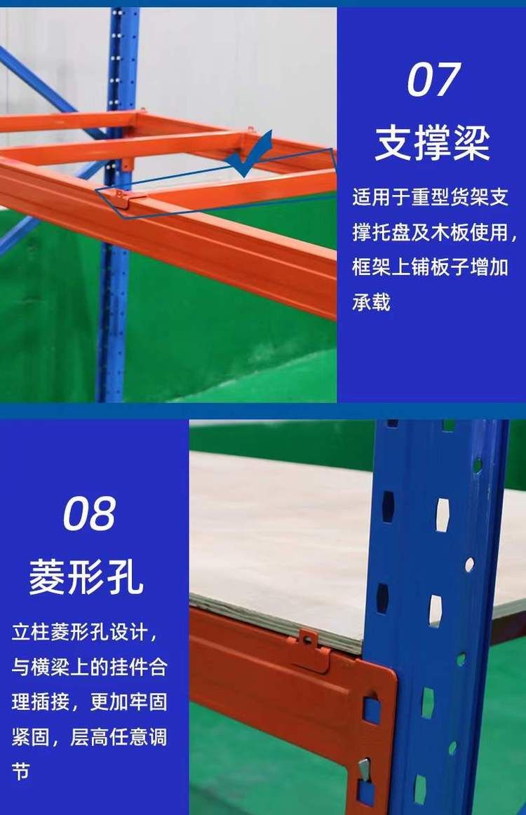 Warehouse pallet type three-dimensional warehouse storage rack Industrial hardware warehouse crossbeam type heavy-duty shelf with a load capacity of 1-6 tons