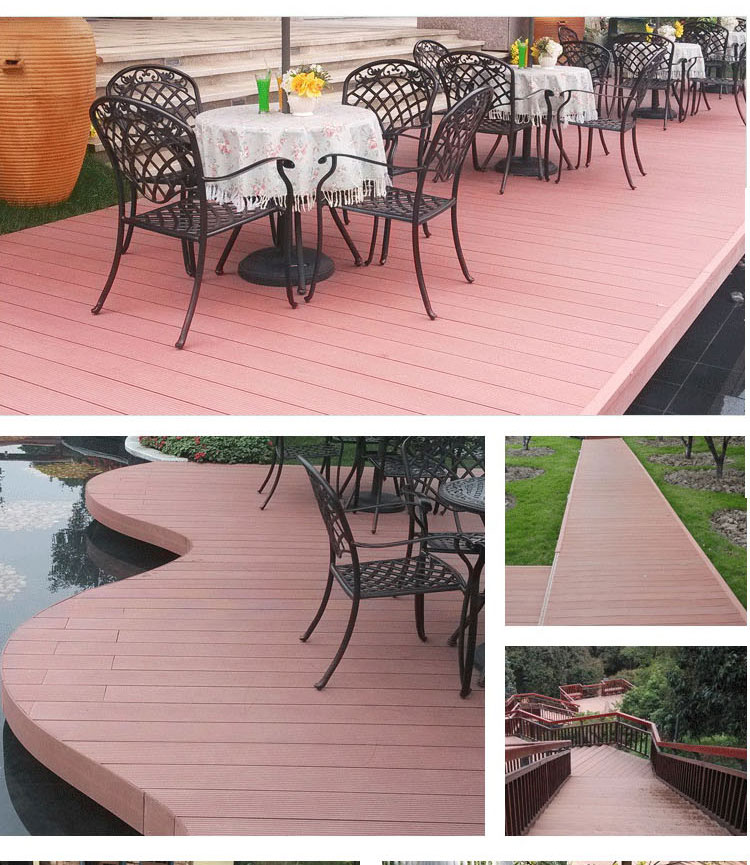 Baiqiwei 3D wood grain circular hole outdoor wooden floor waterproof and sun resistant installation guidance customized service