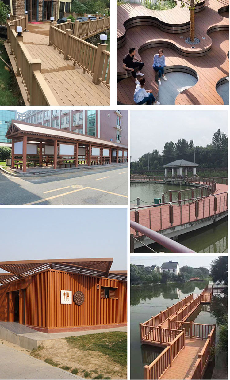 Baiqiwei 3D wood grain circular hole outdoor wooden floor waterproof and sun resistant installation guidance customized service