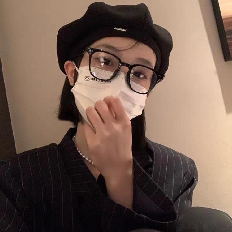 黑色贝雷帽女秋冬季日系大头围蓓蕾帽ins网红显脸小八角画家帽子