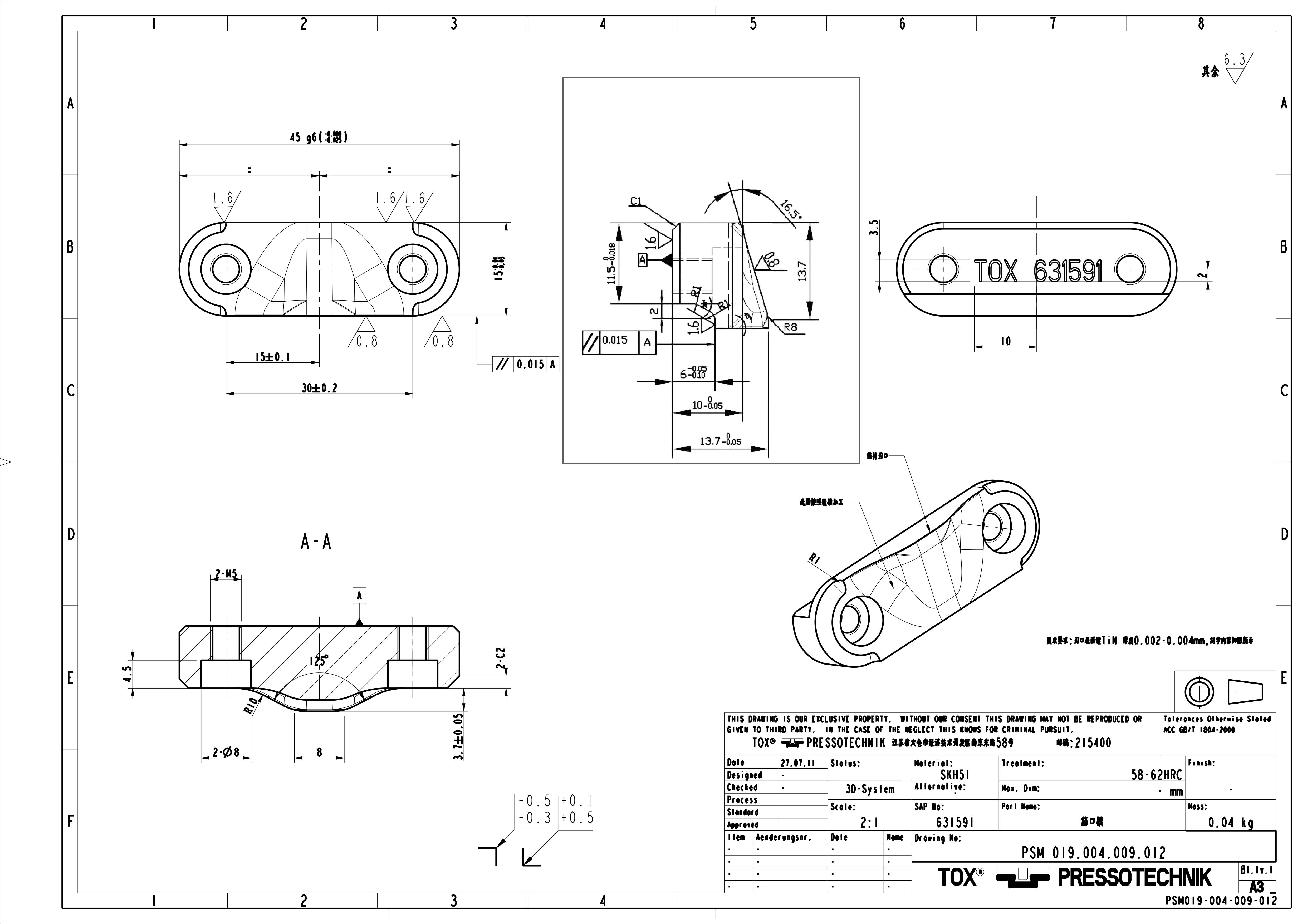 TOX631591PRESSOTECHNIK Notch Die PSM019.004.009.012 Stamping Die