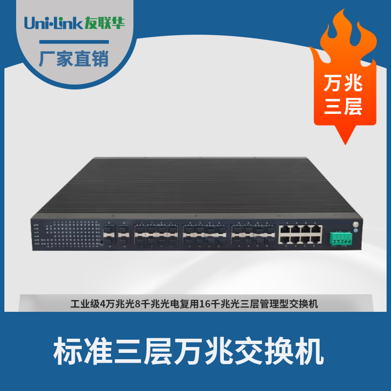 友联华UL9000-43-168C2HM三层8电16光4个万兆复合口工业交换机