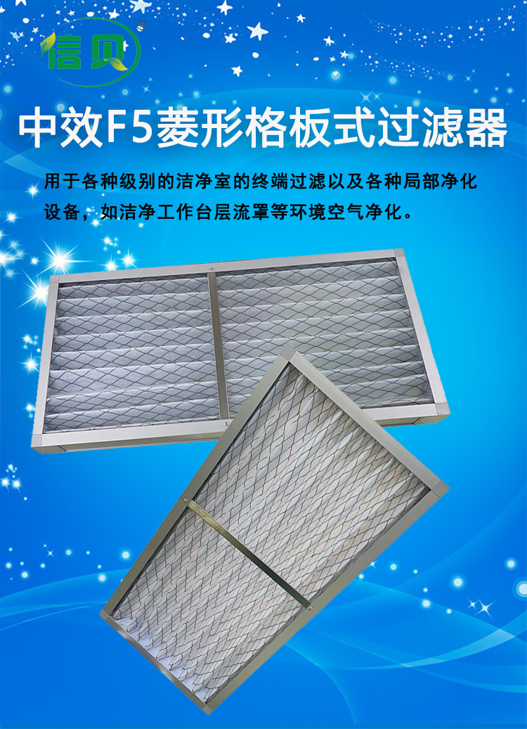 Xinbei F5 medium efficiency diamond grid plate filter aluminum alloy frame can be cleaned