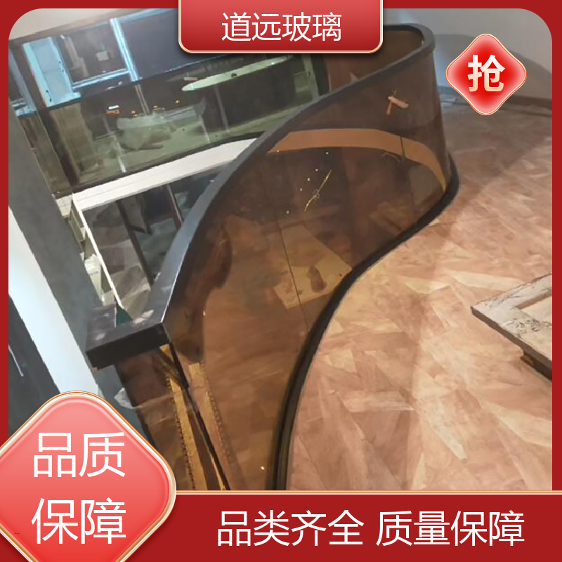 夹层夹胶 弧形玻璃隔断 高强度抗冲击 可支持定制 道远