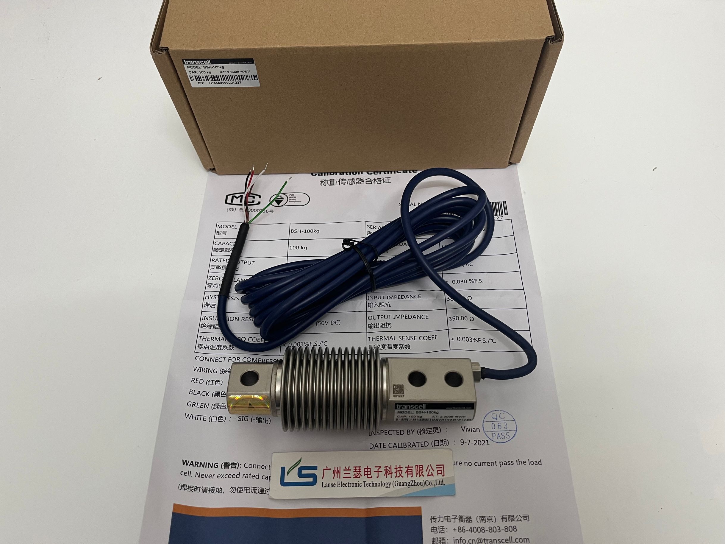 美国Transcell传力BSH-40KG波纹管称重传感器BSH传感器高精度