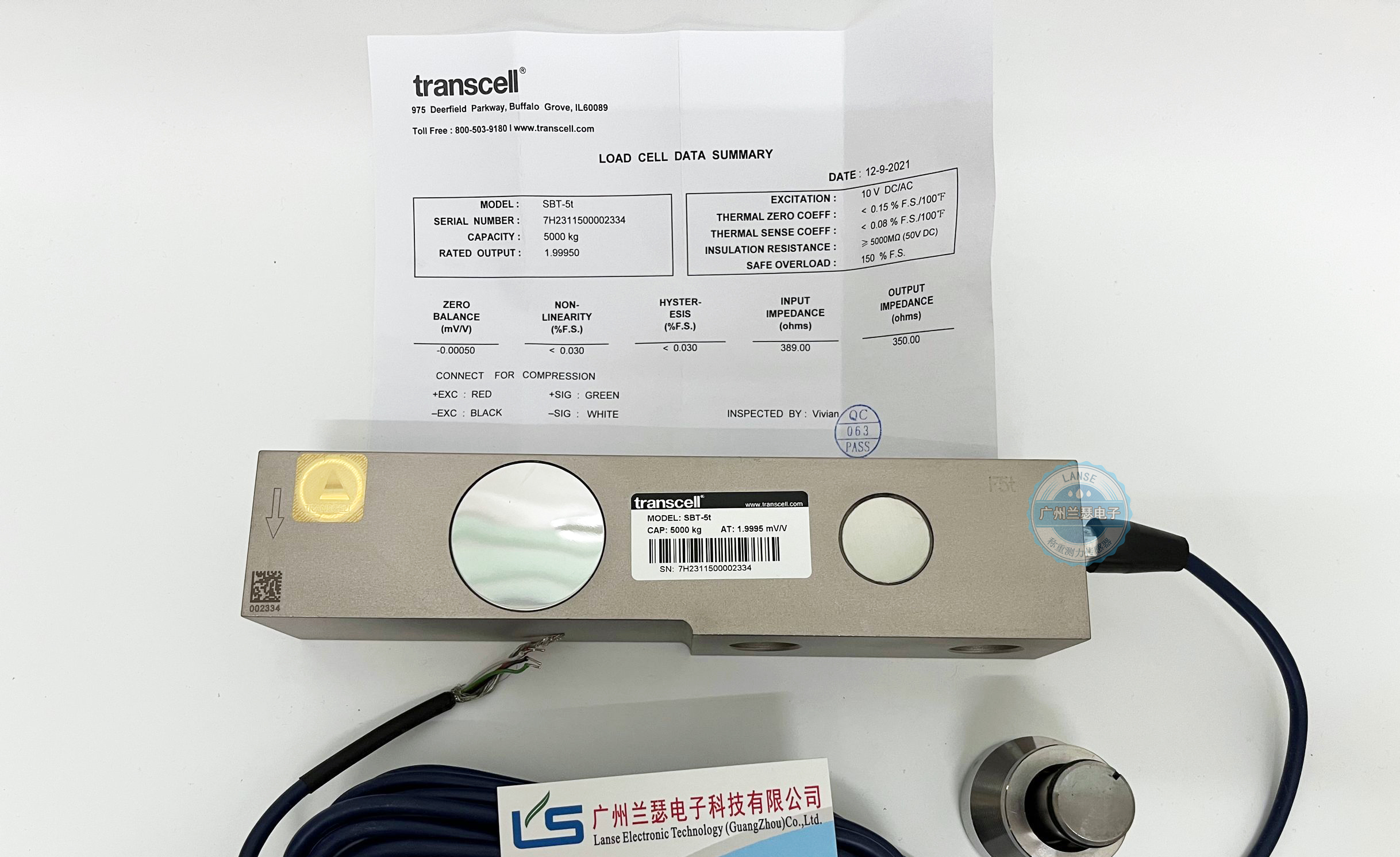 传力称重传感器SBT-2T美国Transcell SBT-5T综合精度高