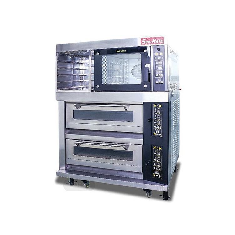 三麦烤箱SEC-2Y+SCVE-4C商用电四盘热风炉两层烤箱组合炉工厂发货