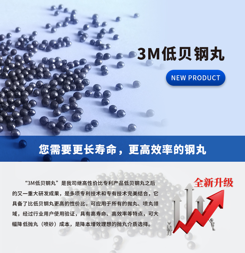 Surface treatment, rust removal, sandblasting, high strength, large sub low bainite steel shot with good resilience