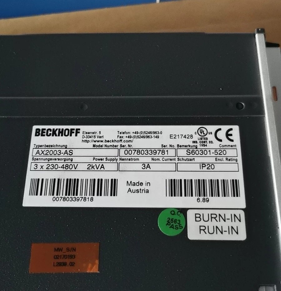 倍福BECKHOFF驱动器 AX2003-AS 全新原装正品保障现货实拍议价