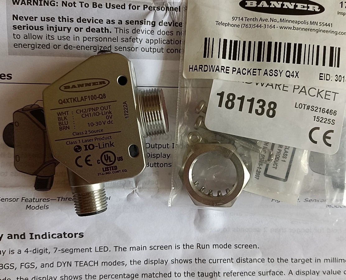 全新BANNER邦纳 传感器Q4XTBLAF100-Q8 原装正品现货实物拍摄议价