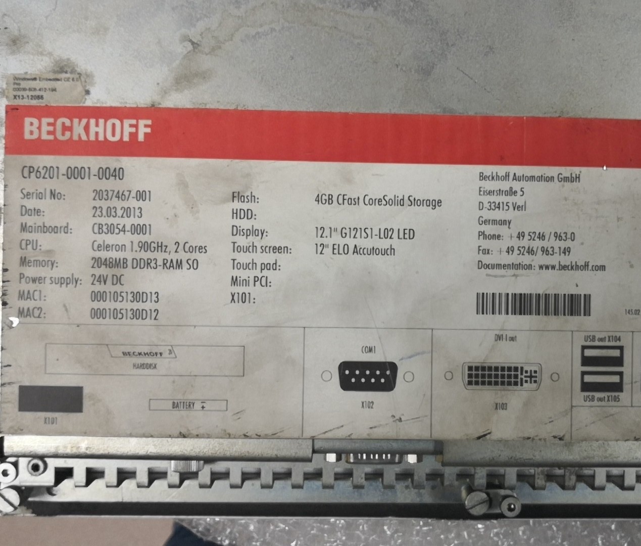 倍福12寸触摸屏显示器 CP6201-0001-0040 全新原装现货议价