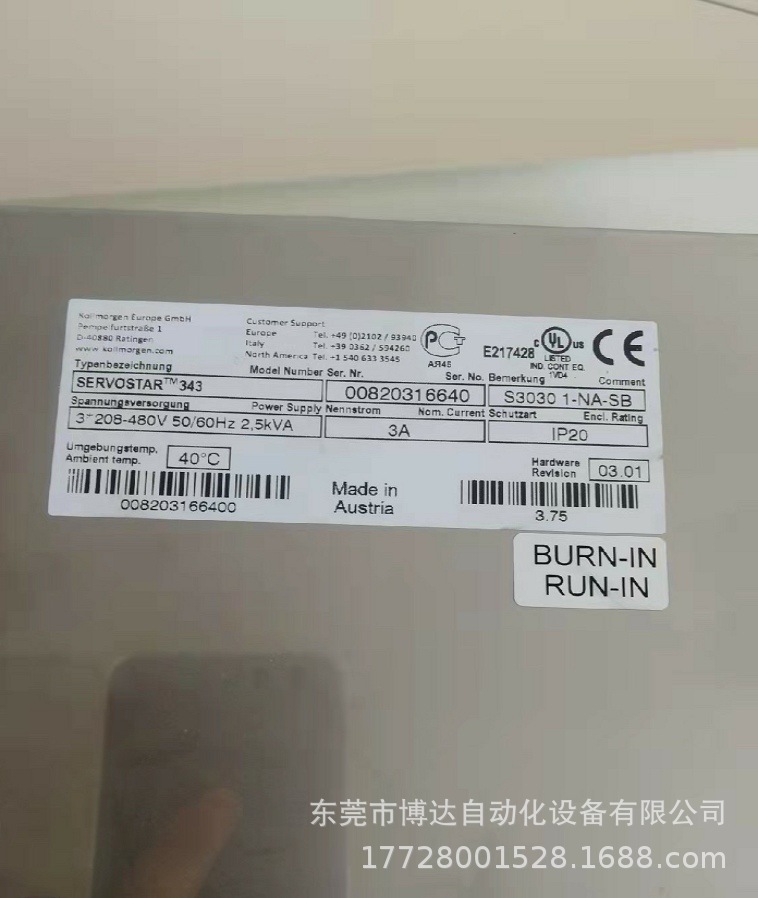 低价供应科尔摩根伺服驱动器SERVOSTAR 343 全新原装 正品现货 议价