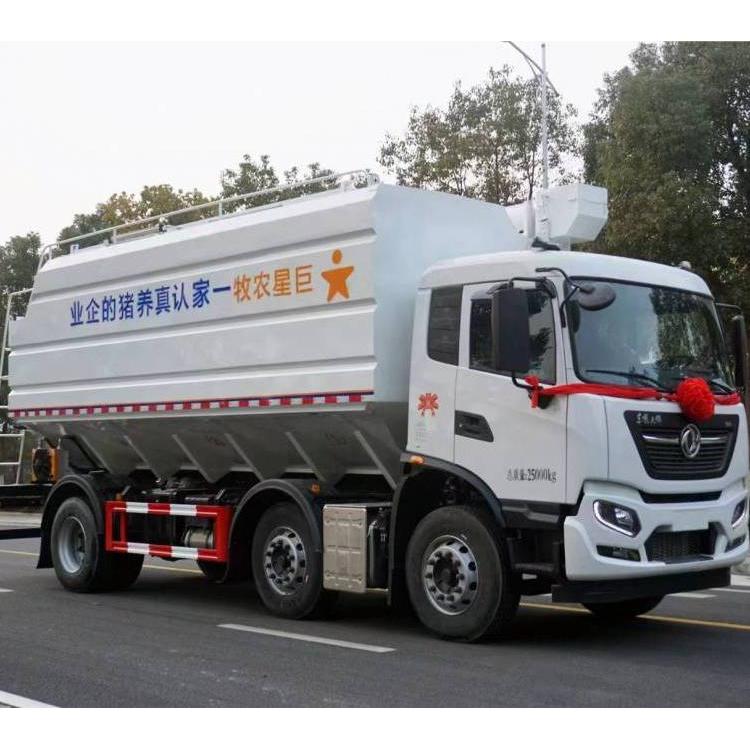 东风天锦小三轴散装饲料车 35方容积 可分多仓 生猪养殖饲料转运罐车