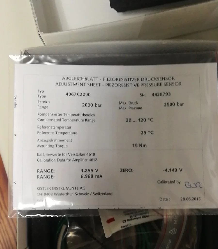 低价供应KISTLER 瑞士奇石乐压力传感器 4067C200全新原装现货议价