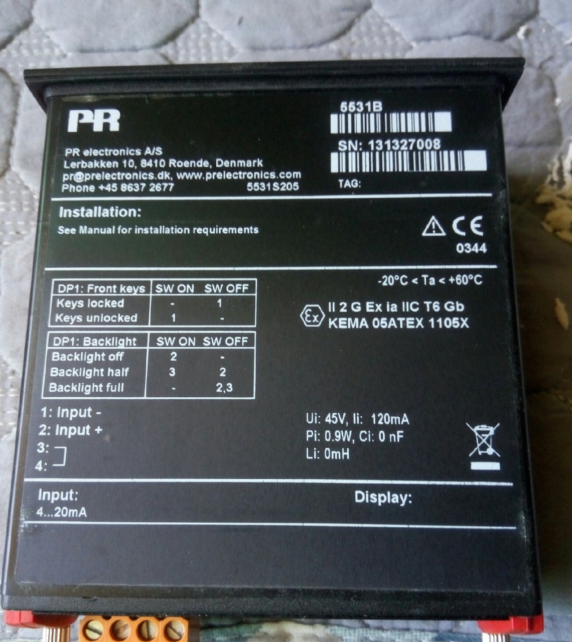 丹麦PR佩勒 PR5531A二线制LCD数显模块 全新原装现货议价质保一年