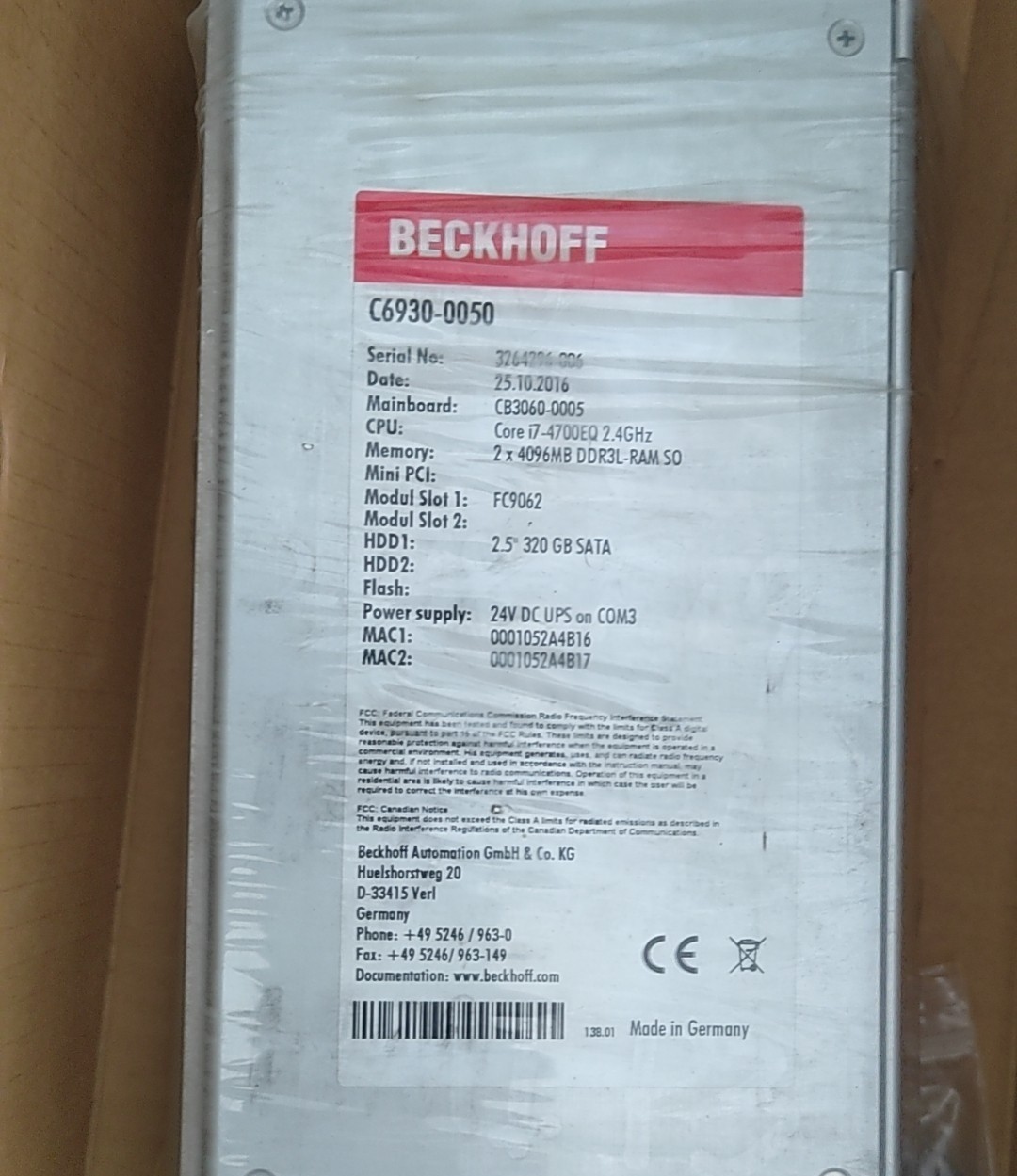 供应BECKHOFF倍福CP6231-0002-0000触摸屏 全新原装正品现货议价