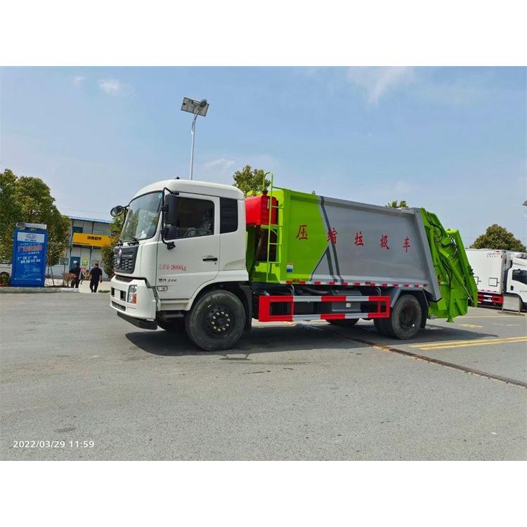 程力牌东风天锦14方压缩式垃圾车 后挂桶式垃圾收集转运车
