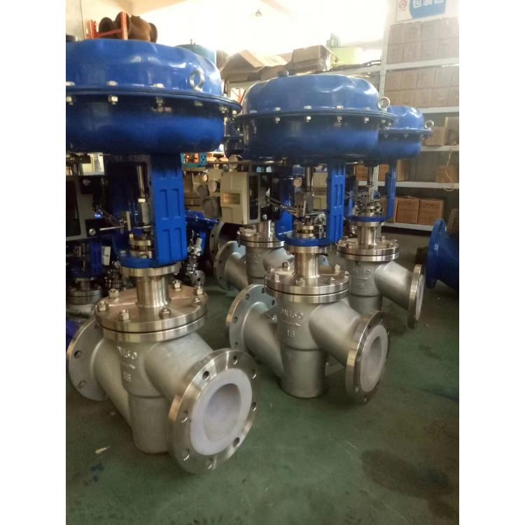进口 J641F46-16C气动衬氟法兰截止阀 化工耐腐蚀用 DN50 DN80 DN100