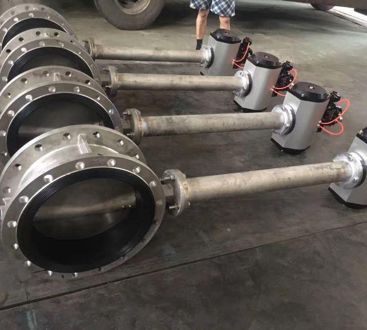 进口 D641X-16R 气动加长杆软密封法兰蝶阀 气控快速开关蝶阀 EPDM