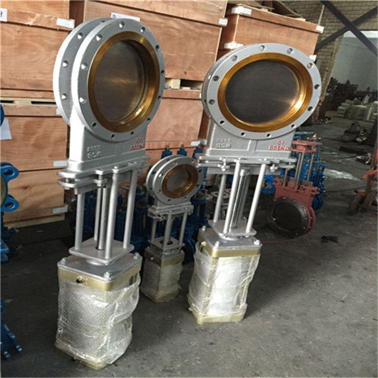 进口 气动铸钢 电动刀型闸阀 Z73H-10C DN100 衬氟 衬胶 硬密封 钢制 碳钢