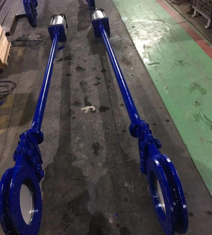 进口 DMZ673X-16C气动带盖暗杆加长刀闸阀 暗杆式刀型闸/阀 长轴刀阀