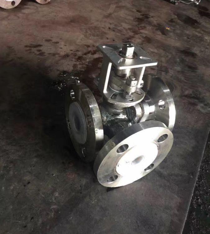 进口 Q045F46-16P 高平台衬氟三通球阀 不锈钢304 316 聚四氟乙烯 PTFE
