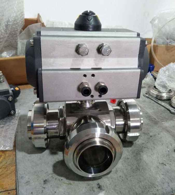 进口 Q685F-16P 气动卫生级三通球阀 卡盘式快装不锈钢T型卡箍球/阀