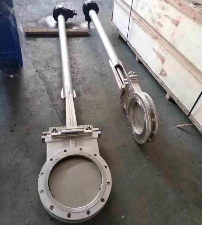 进口 PZ573W-10P 伞齿轮加长杆刀闸阀 PZ573W-16P 不锈钢对夹刀形阀
