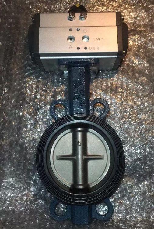 进口 D671J/P-16C 气动304阀板对夹蝶阀 国标衬胶蝶/阀 氯丁 乙丙 天然
