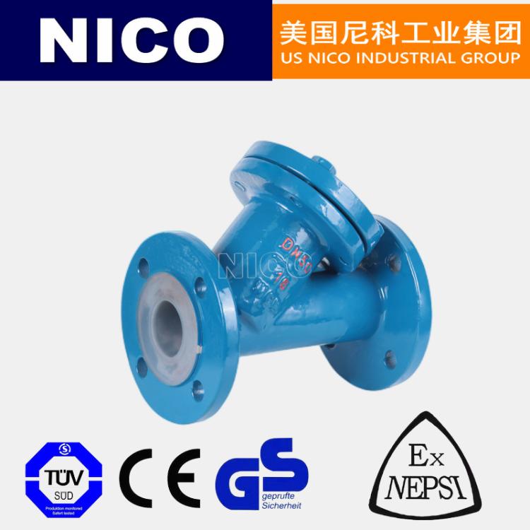 进口耐腐蚀液体过滤器 法兰Y型管道过滤阀除污器 美国尼科NICO品牌
