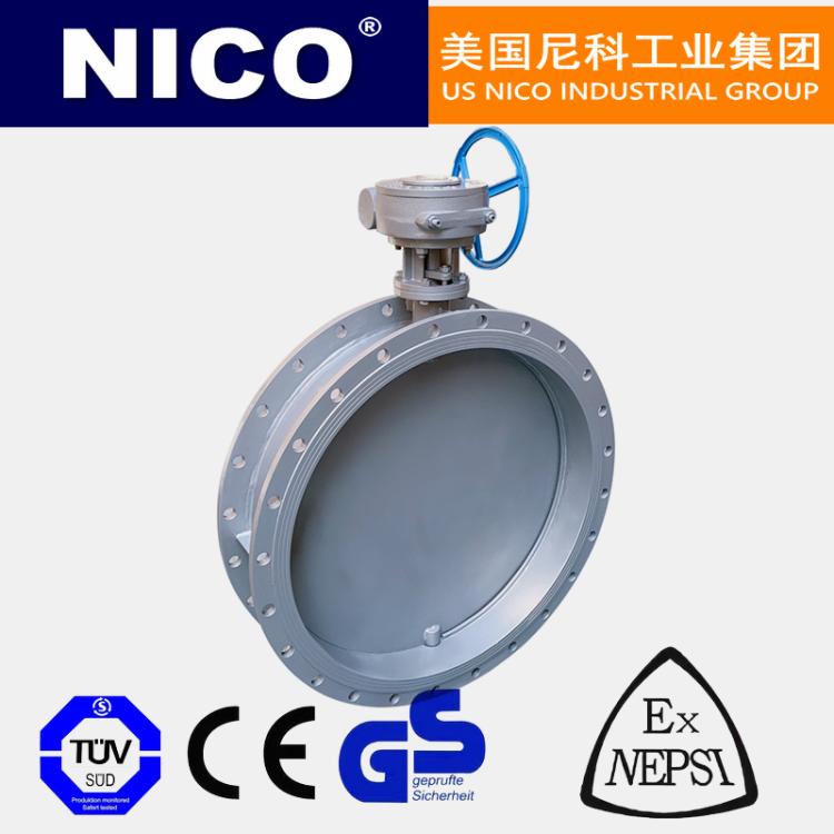 尼科NICO 进口冷热风烟尘气蝶阀 手动蜗轮通风蝶阀 冶金矿用 美国品牌