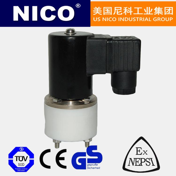 美国进口防腐耐腐蚀电磁阀 酸碱盐苯酚甲醛丁烷等专用 尼科NICO