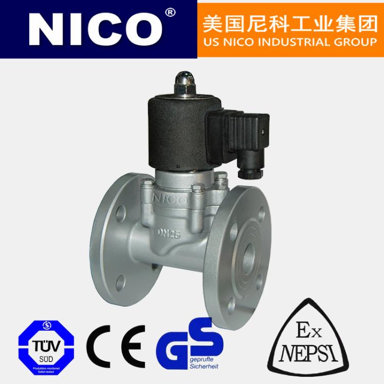 美国进口不锈钢双向电磁阀 防爆蒸汽高温高压法兰 尼科NICO