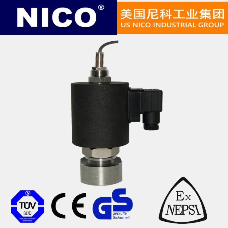 美国进口常闭式螺纹不锈钢电磁阀 带信号反馈防爆 尼科NICO