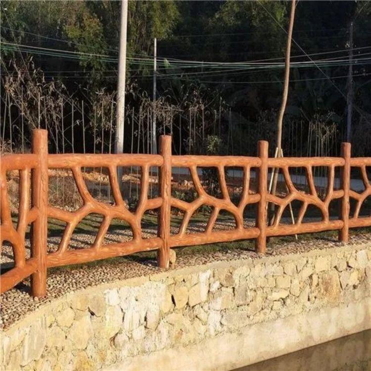 水泥仿木护栏厂家 园林景区仿树藤户外河道景观混凝土栏杆 质量保障