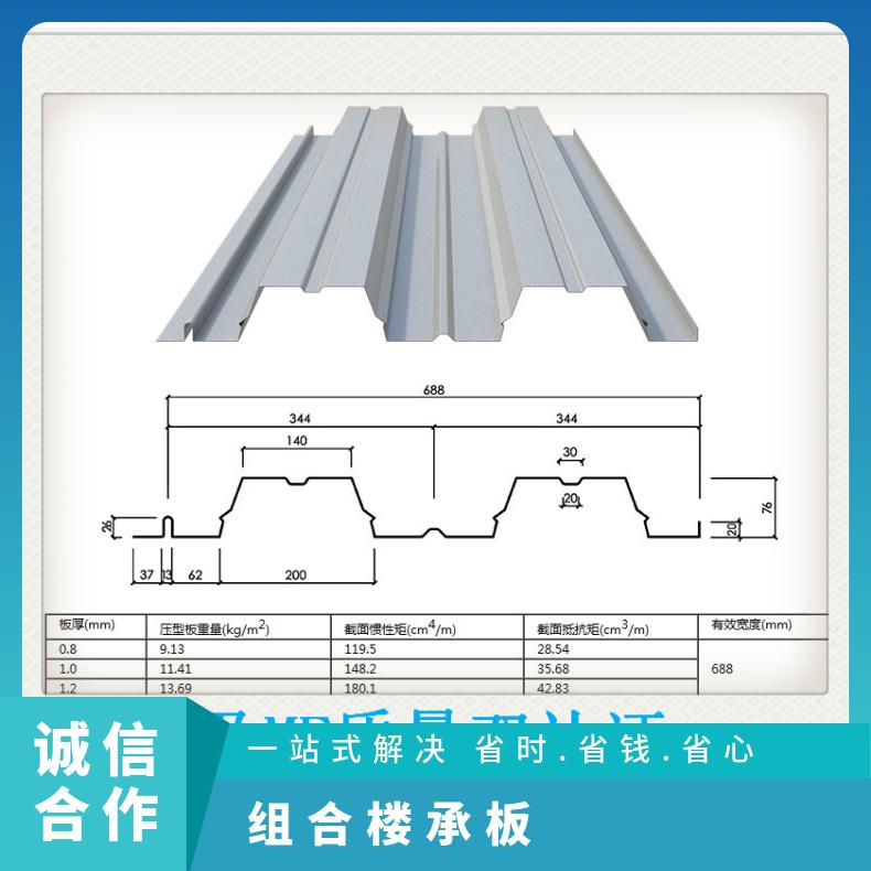 YX76-344-688 galvanized floor support plate model concrete bottom mold 2.50mm thick profiled steel plate open type