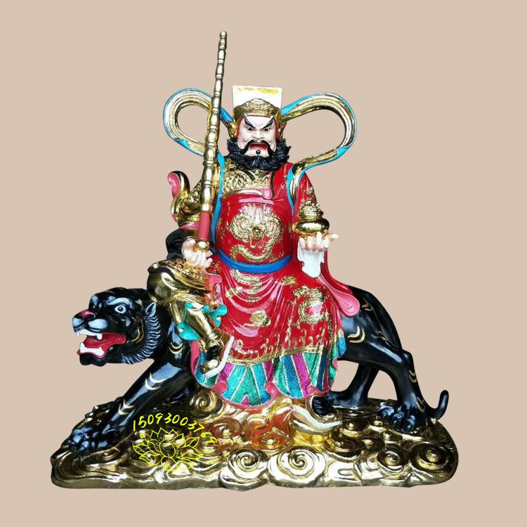 武财神赵公明彩像摆放 寺庙五路财神大型雕像像 关圣帝君神像