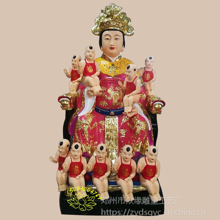 古彩三霄娘娘神像 送子娘娘神像 河南神像厂家 1.8米的送子奶奶像