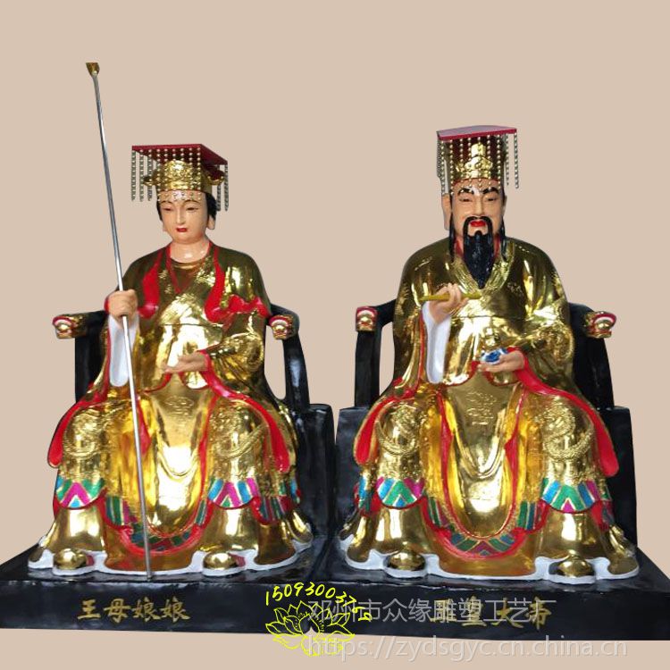 彩绘九龙椅玉皇王母神像 寺庙玉皇大帝佛像 王母娘娘塑像厂家 河南佛像