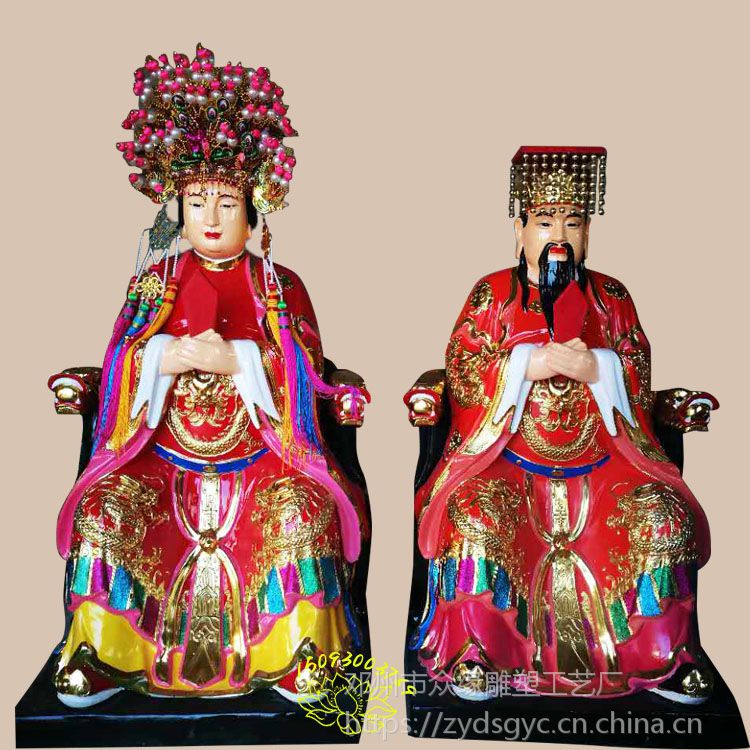 彩绘佛像雕塑 赦罪天尊玉帝神像 王母娘娘细节雕塑 金母元君神像厂