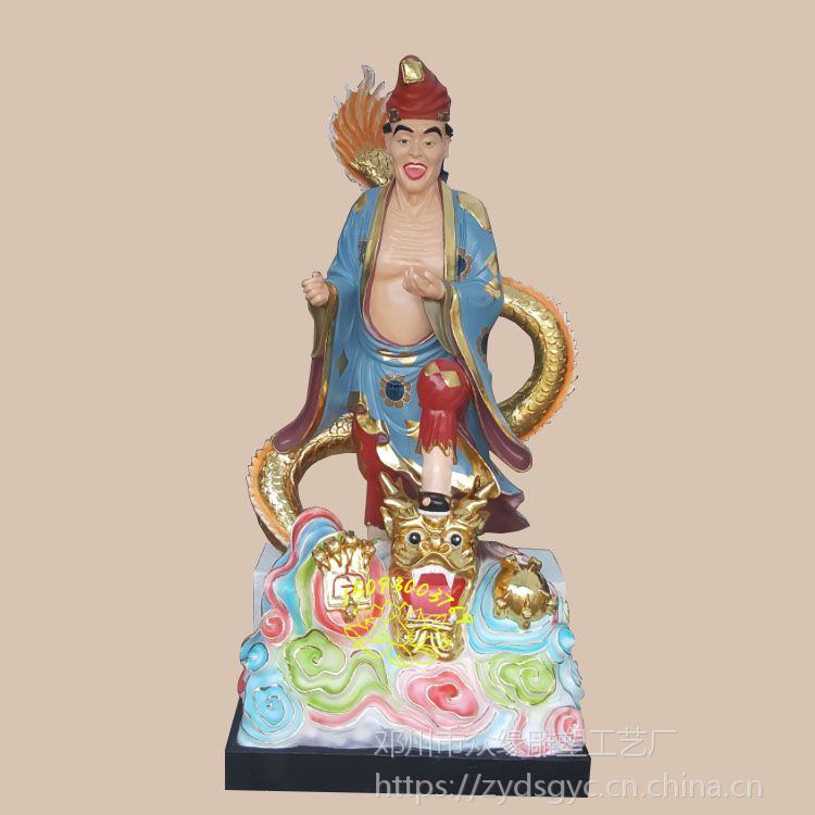寺庙得道高僧佛像 济公神像塑像 批发降龙罗汉李修缘神像 树脂工艺品