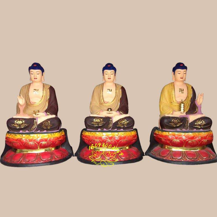 镀金三宝佛市场价 寺院供奉佛像批发