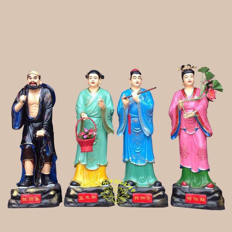 河南众缘品牌佛像厂家供应 八仙全套神像 蓝采和 何仙姑
