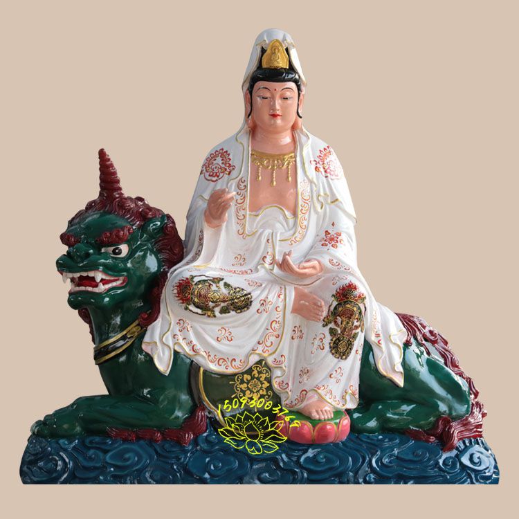 河南南阳佛像厂家批发 骑兽观音佛像 独角兽坐观音 骑龙观音神像