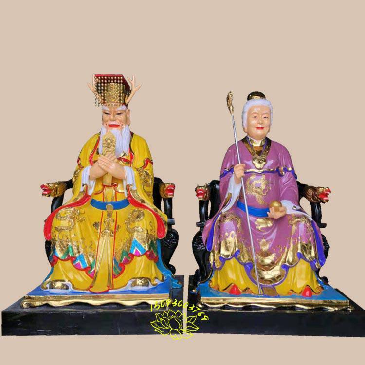 龙王龙母神像图片大全 众缘佛像订做树脂四海龙王雕像 夜叉 小龙女