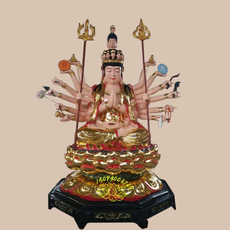 湖北厂家定做大型树脂神像 玻璃钢斗姆元君佛像贴金彩绘 元君佛像图片